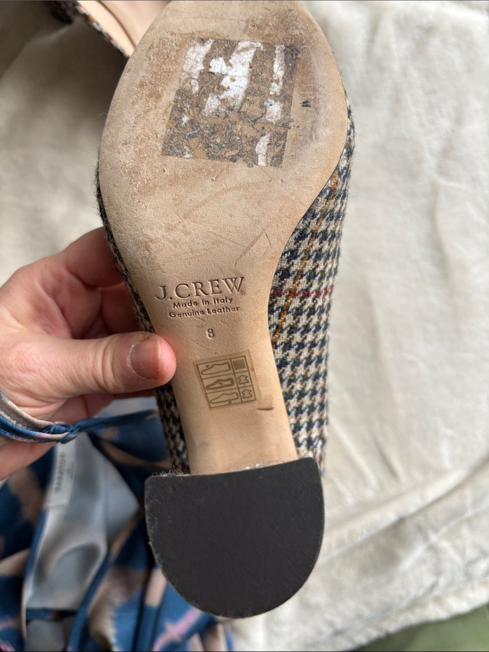 J. Crew Tweed Flats with Navy Bow and Red Jewel Flower - Picture 4 of 7